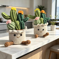 Crochet Cactus Pot Decor, Handmade Amigurumi Plant, Desk Ornament, Housewarming Gift