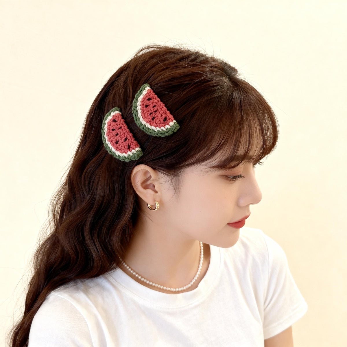 Crochet Watermelon Hair Clip, Handmade Fruit Hair Accessory, Gift for Girls