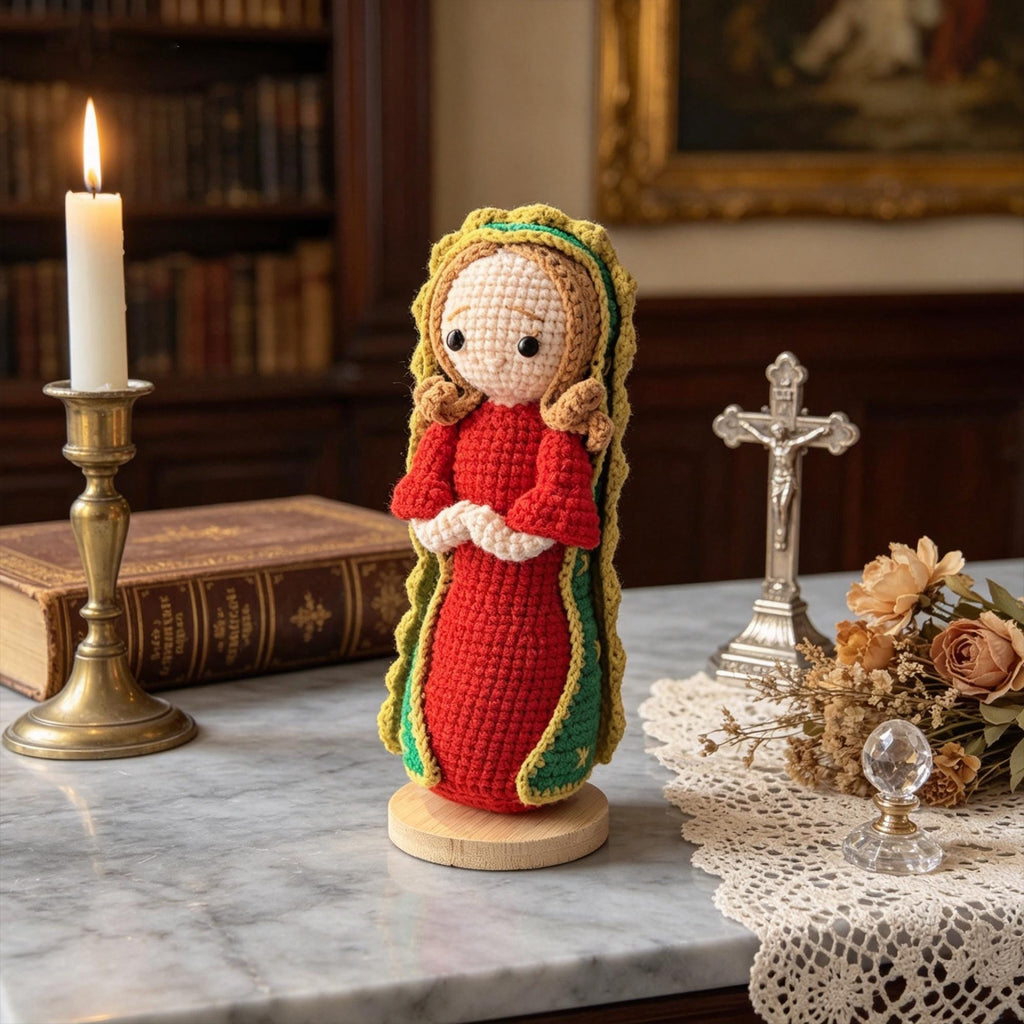 Crochet Virgin Mary Doll, Handmade Catholic Decor, Christian Gift, Amigurumi Religious Figure