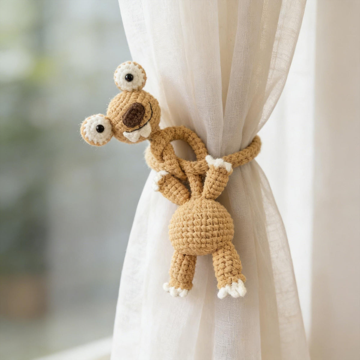 Crochet Sloth Bag Charm, Bendable Neck Plush Keychain, Kawaii Backpack Accessory