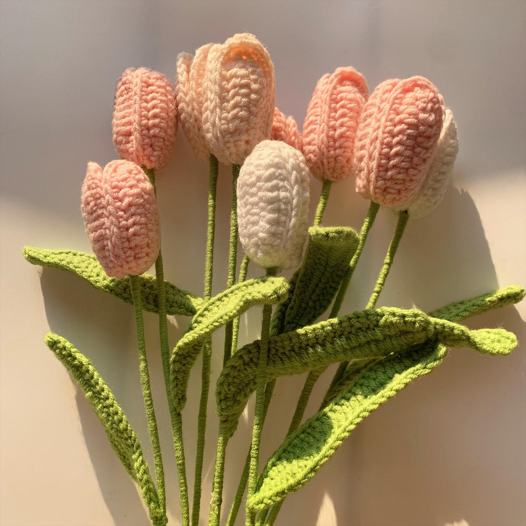 Handmade Crochet Tulip Bouquet, Knitted Flowers,  Home Decoration, Mother’s Day Gift