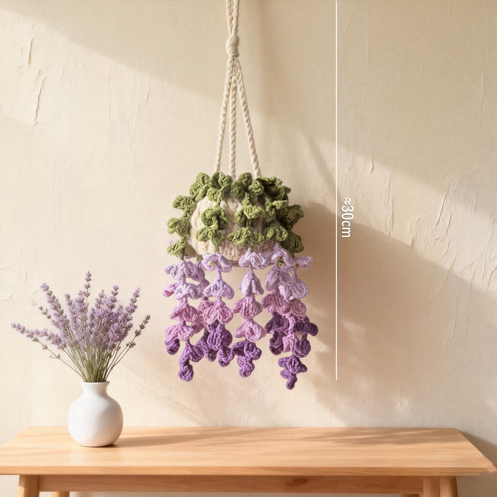 Crochet Wisteria Flower Charm | Handmade Yarn Hanging | Car Mirror Decor | Soft Floral Ornament
