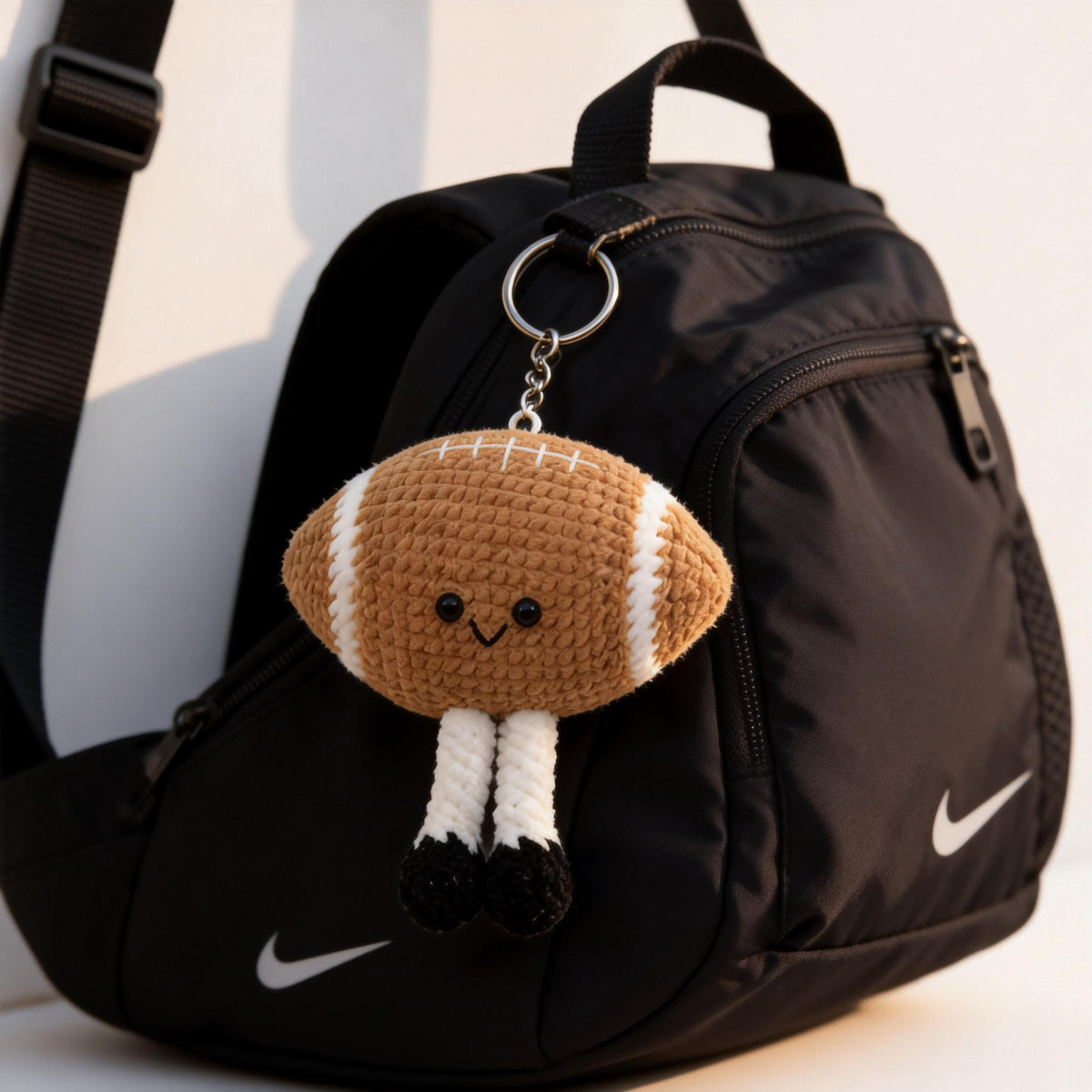 Crochet Football Keychain, Handmade Plush, Sports Gift, Athlete Gift