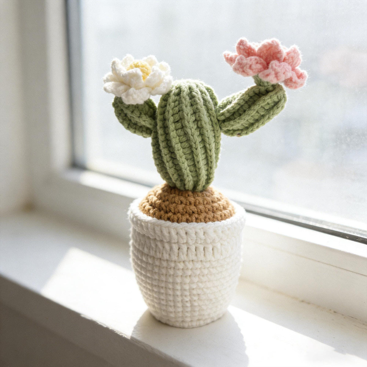 Handmade Crochet Cactus in Pot,  Amigurumi Plant Gift, Desk Decor, Small Gift