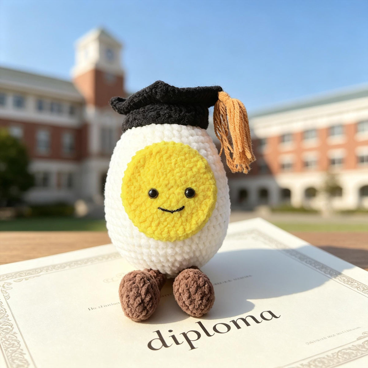Personalized Crochet Graduation Egg Plush Handmade Graduate Gift Desk Decor