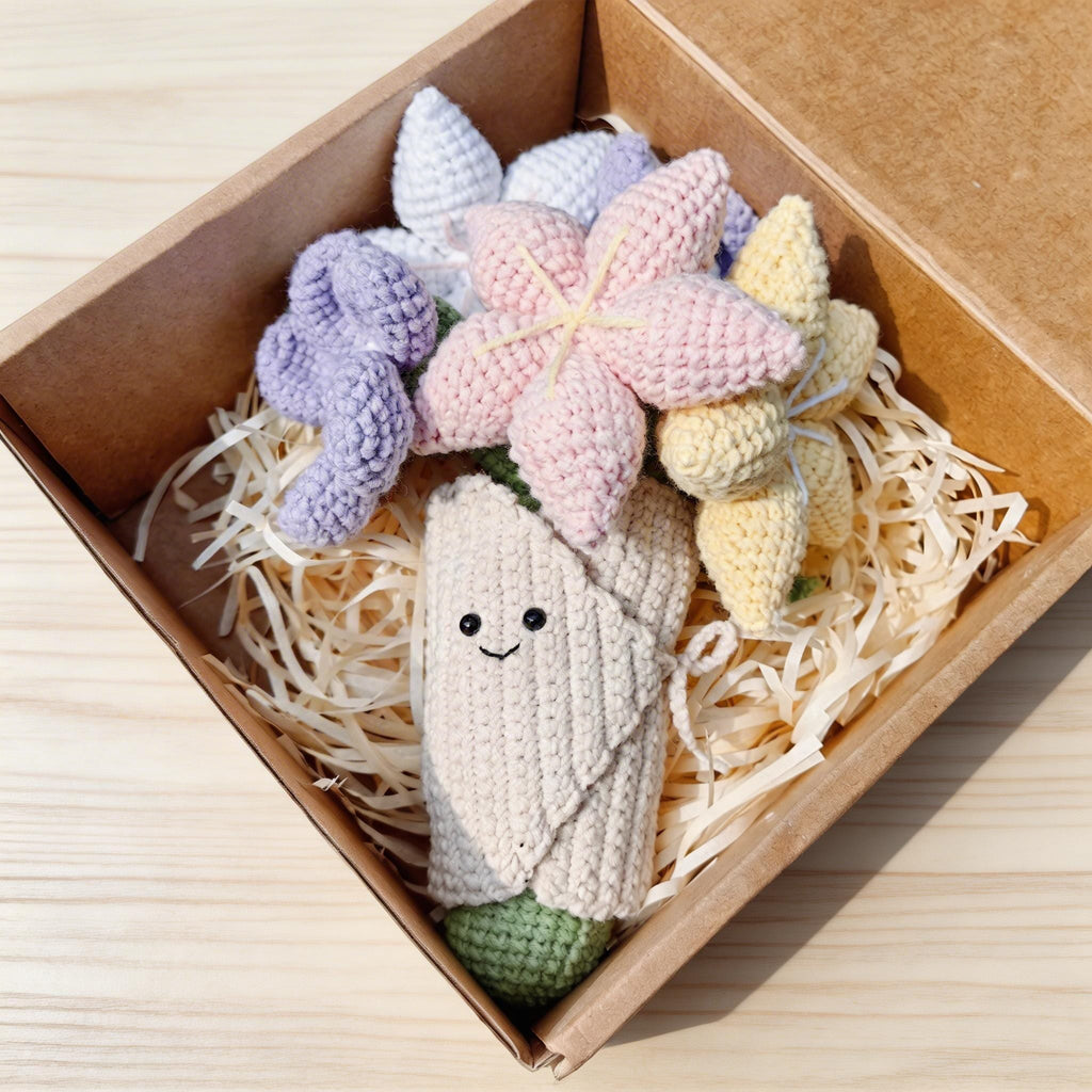 Crochet Flower Bouquet, Handmade Amigurumi Flowers, Desk Decor, Flower Gift for Her