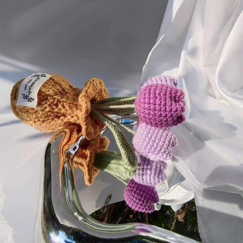 Handmade Crochet Tulip Bouquet | Amigurumi Flower Decor | Knitted Tulips|  Desk Ornament | Gift for Her