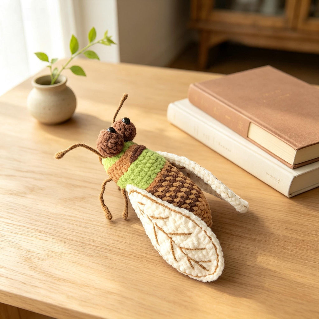 Crochet Bug, Handmade Amigurumi Insect Decor,  Fly Mosquito Cicada Plush, Funny Desk Decor