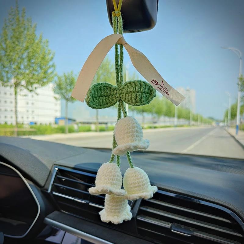 Handmade Crochet Lily of the Valley Flowers | Knitted Hanging Decor | Car Charm | Bag Charm