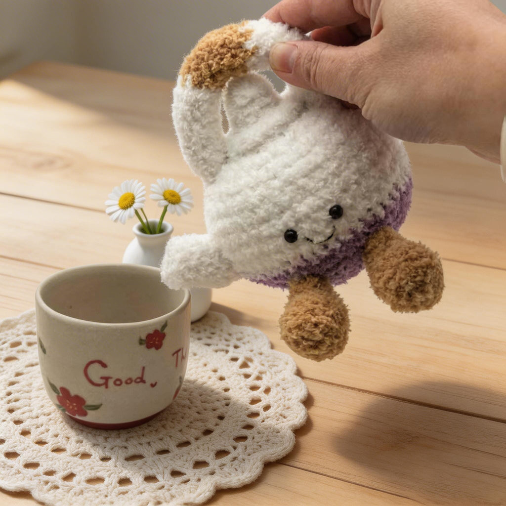 Crochet Jellycat inspired Plush, Handmade Amigurumi Teapot and Dessert Dolls,  Desk Decor Gift