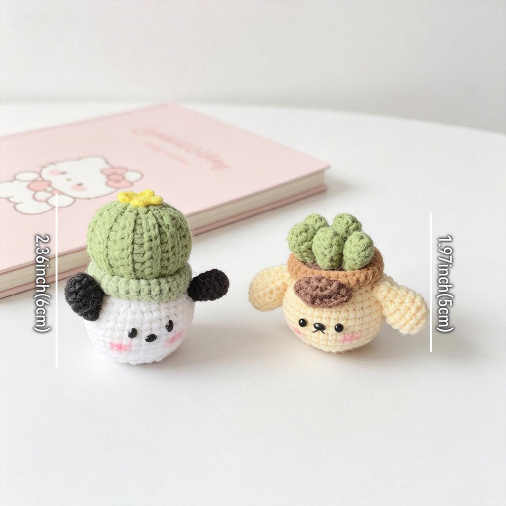 Crochet Car Dashboard Decor, Handmade Kawaii Animal Plant Plush, Desk Decor Gift