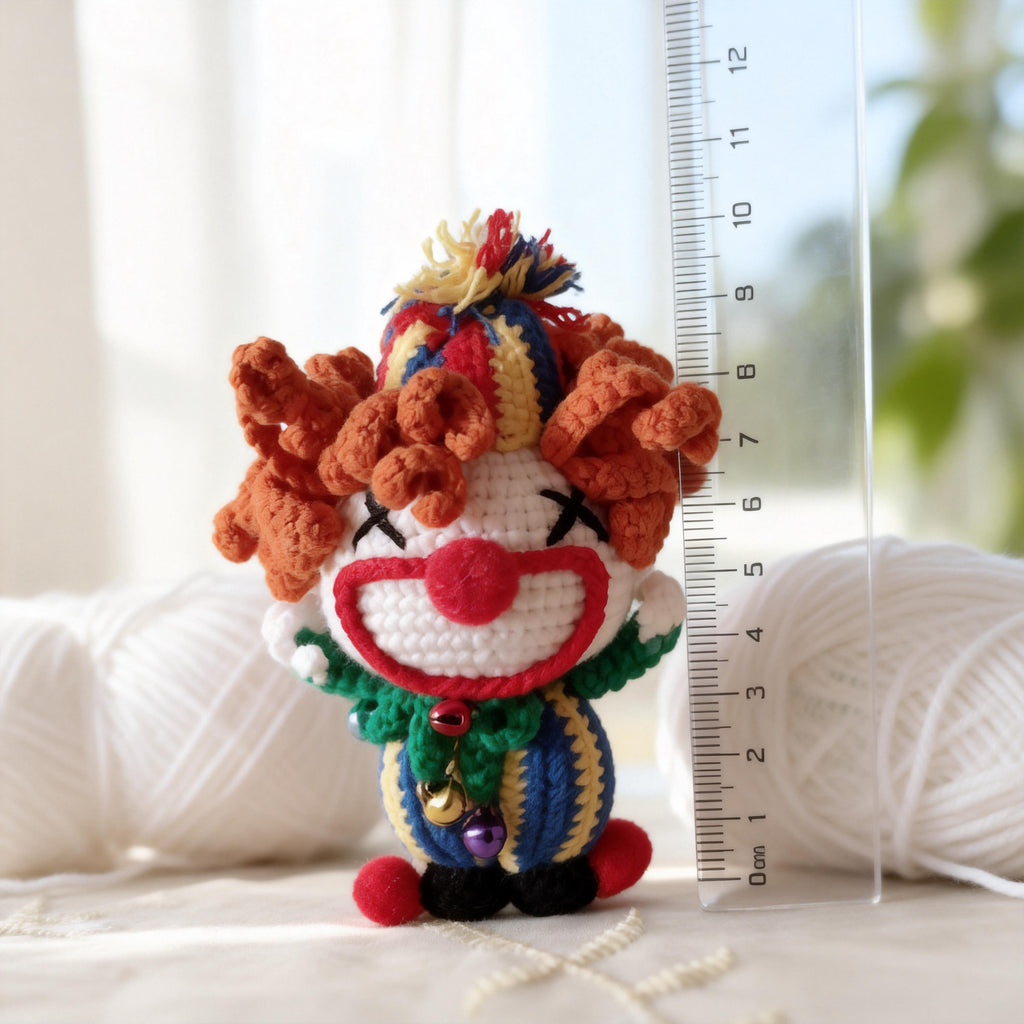 Handmade Crochet Clown Keychain |  Amigurumi Bag Charm | Colorful Funny Doll Gift