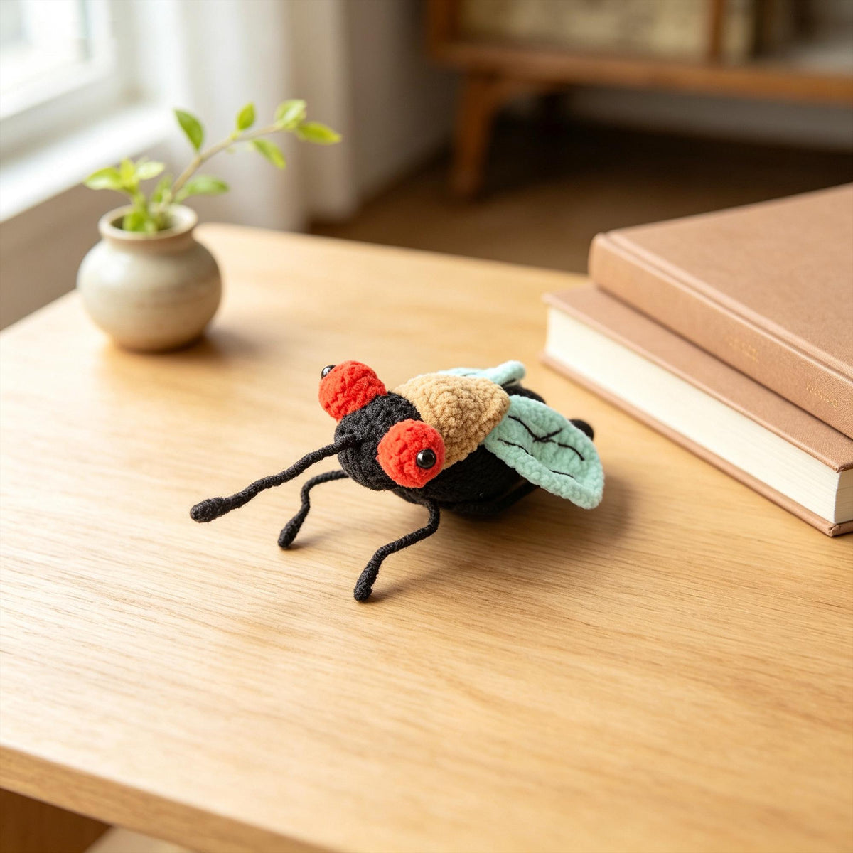 Crochet Bug, Handmade Amigurumi Insect Decor,  Fly Mosquito Cicada Plush, Funny Desk Decor