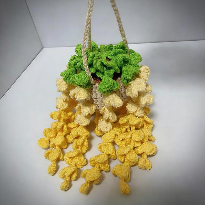 Crochet Wisteria Flower Charm | Handmade Yarn Hanging | Car Mirror Decor | Soft Floral Ornament