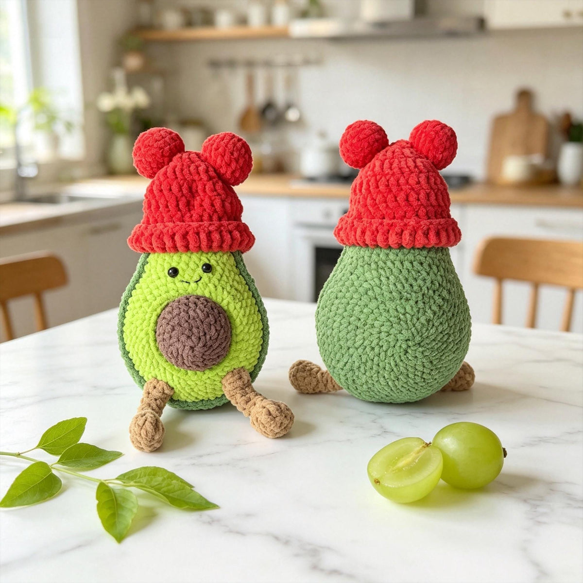 Crochet Avocado Plush With Removable Pit Handmade Food Amigurumi Gift