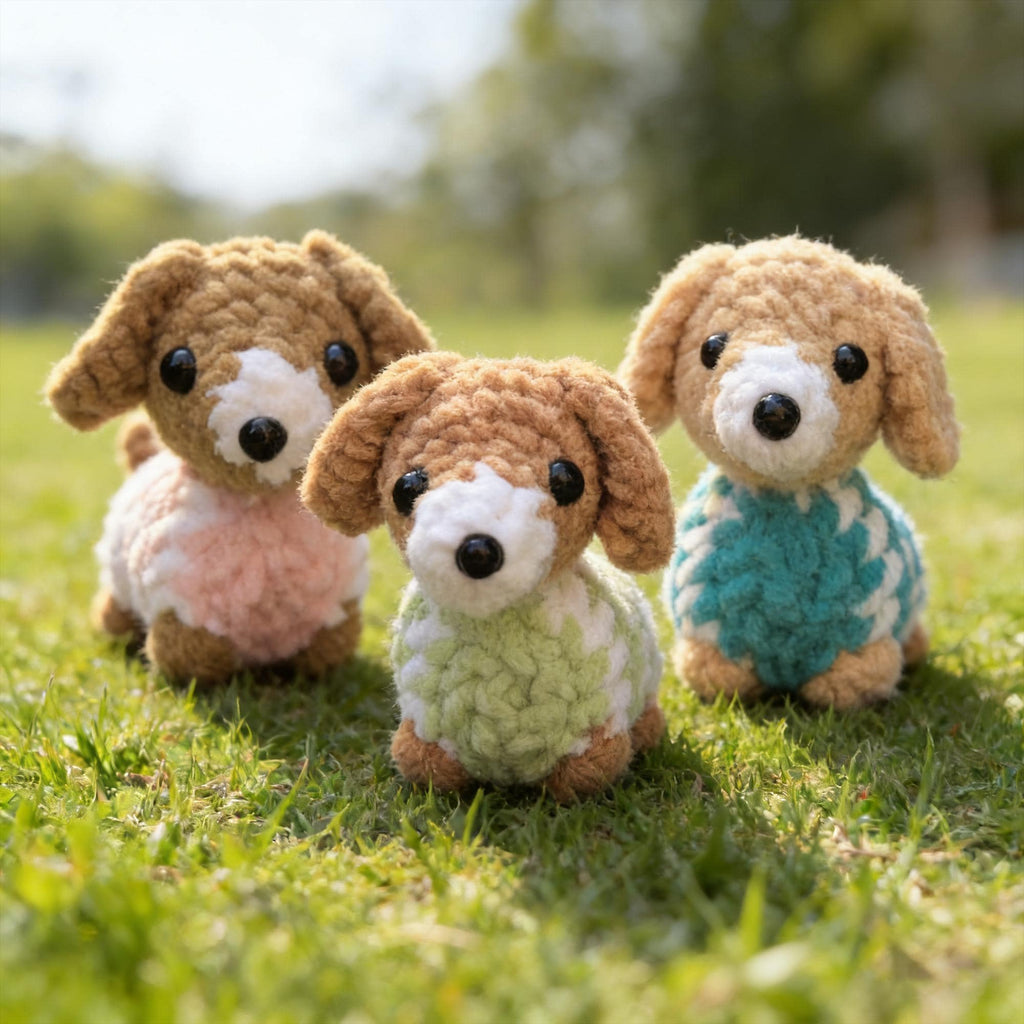 Crochet Mini Puppy Key Chain, Handmade Dog Amigurumi, Bag Charm, Gift for Dog Lovers
