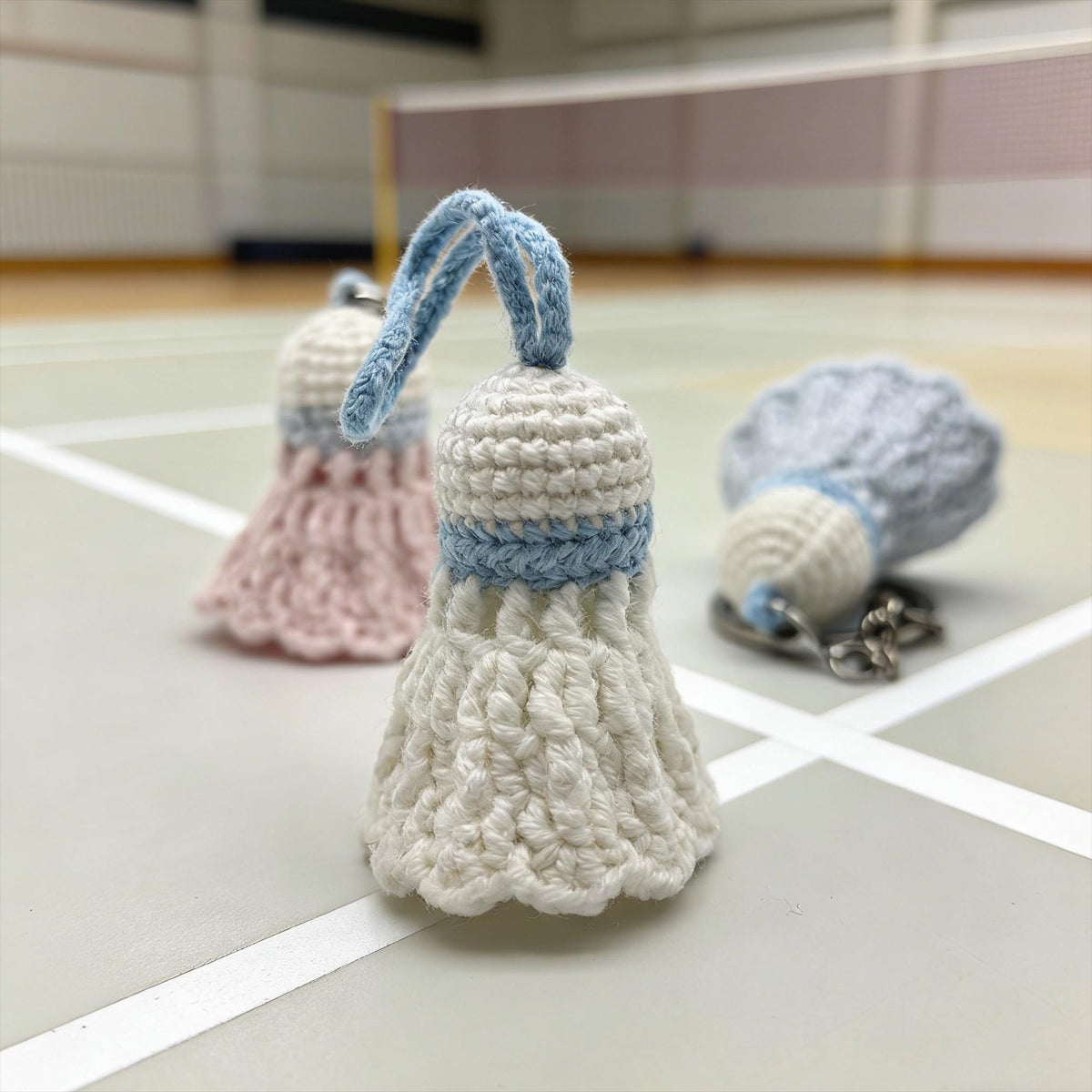 Crochet Badminton Keychain, Handmade Shuttlecock Charm,  Sports Keyring, Badminton Gift