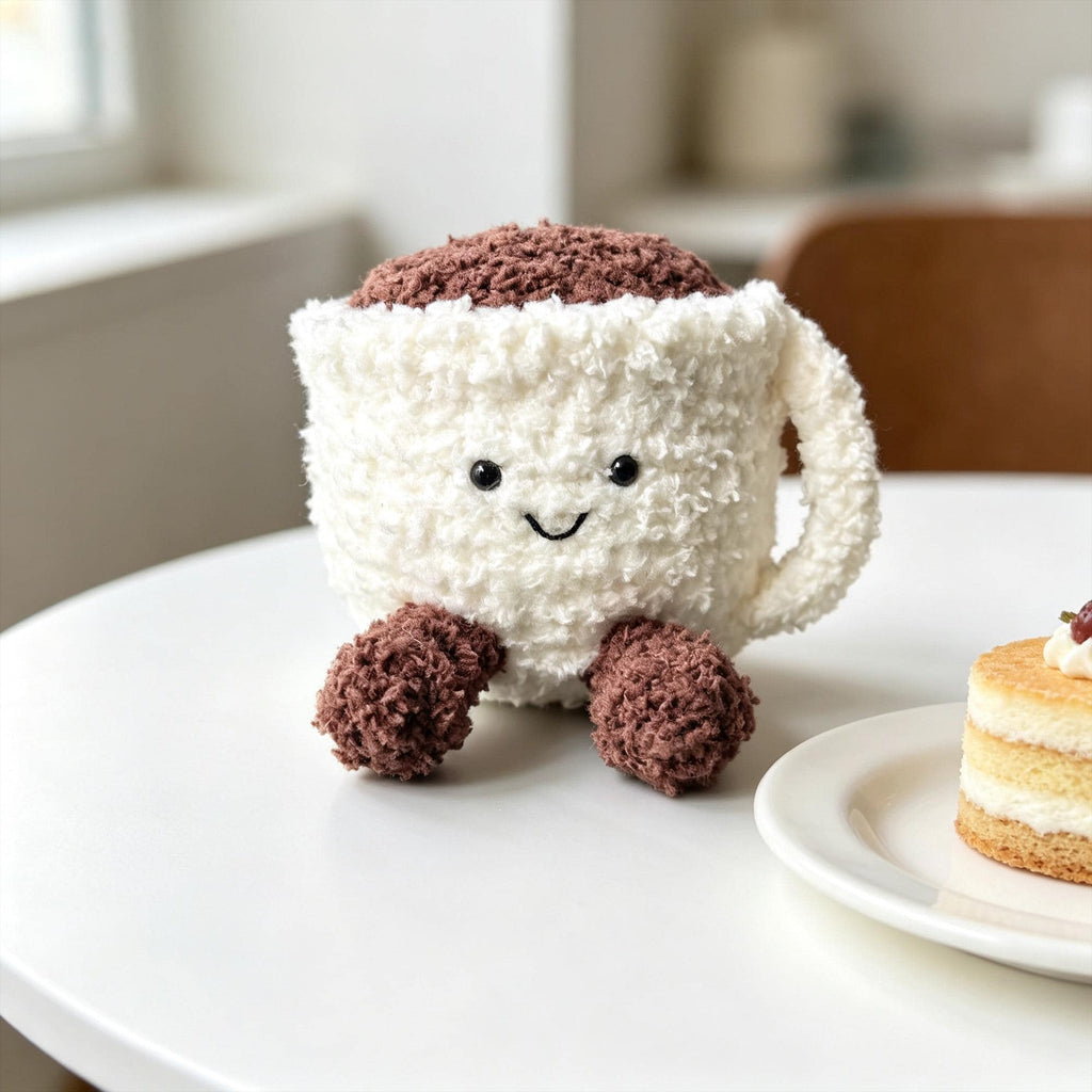 Crochet Coffee Cup Plush | Handmade Latte Mug Amigurumi | Coffee Lover Gift