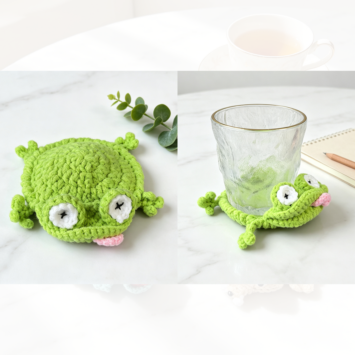 Handmade Crochet Peek-Up Mug Coaster – Cute Interactive Cup Mat