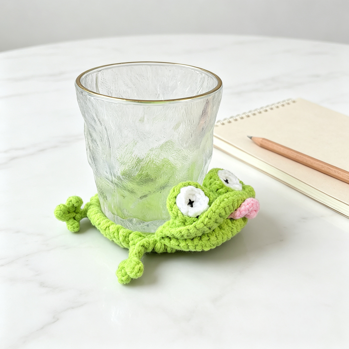Handmade Crochet Peek-Up Mug Coaster – Cute Interactive Cup Mat
