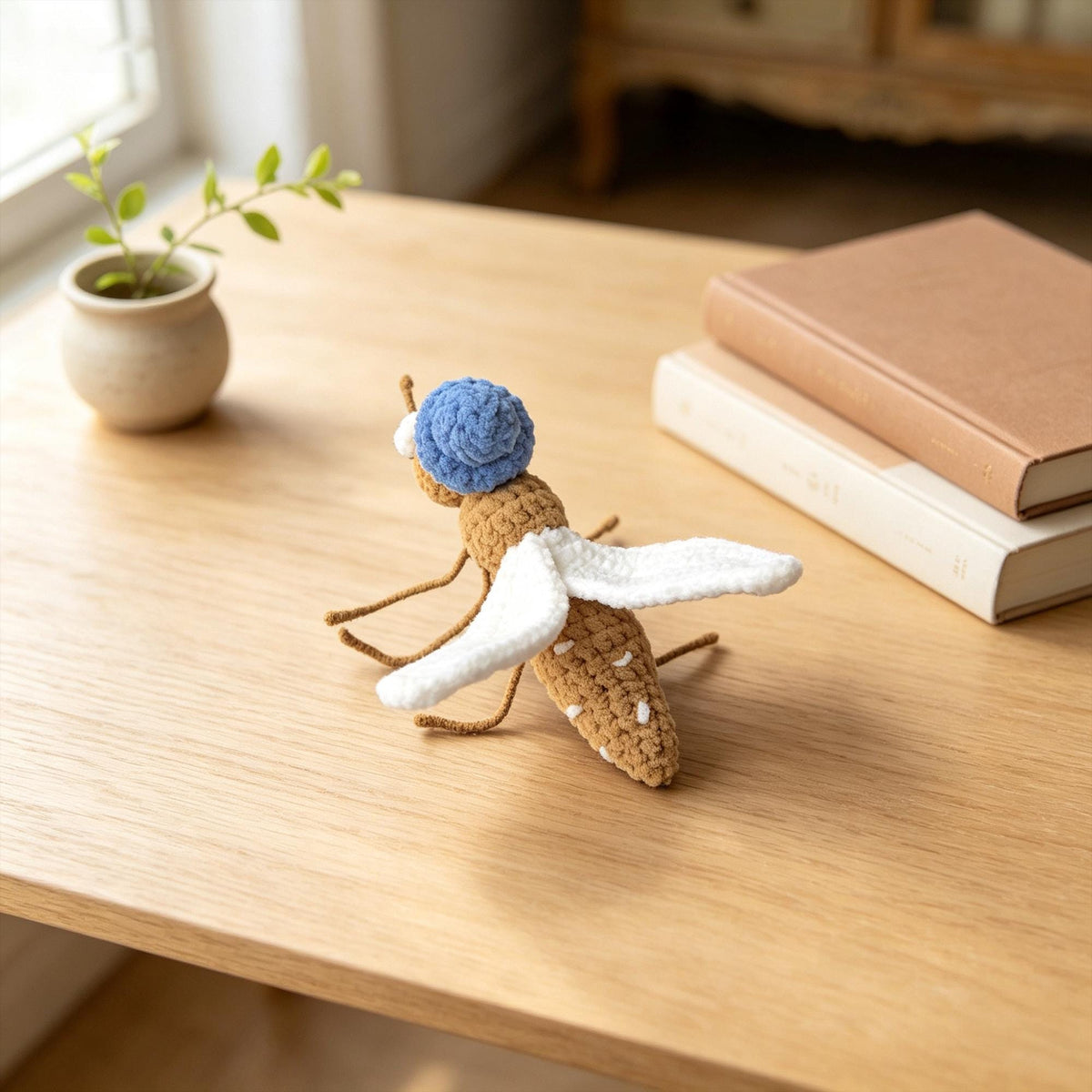 Crochet Bug, Handmade Amigurumi Insect Decor,  Fly Mosquito Cicada Plush, Funny Desk Decor