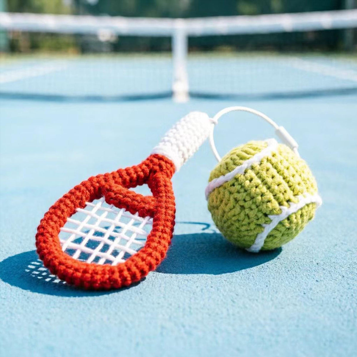 Crochet Tennis Keychain, Handmade Tennis Racket Bag Charm, Amigurumi Sport Keyring