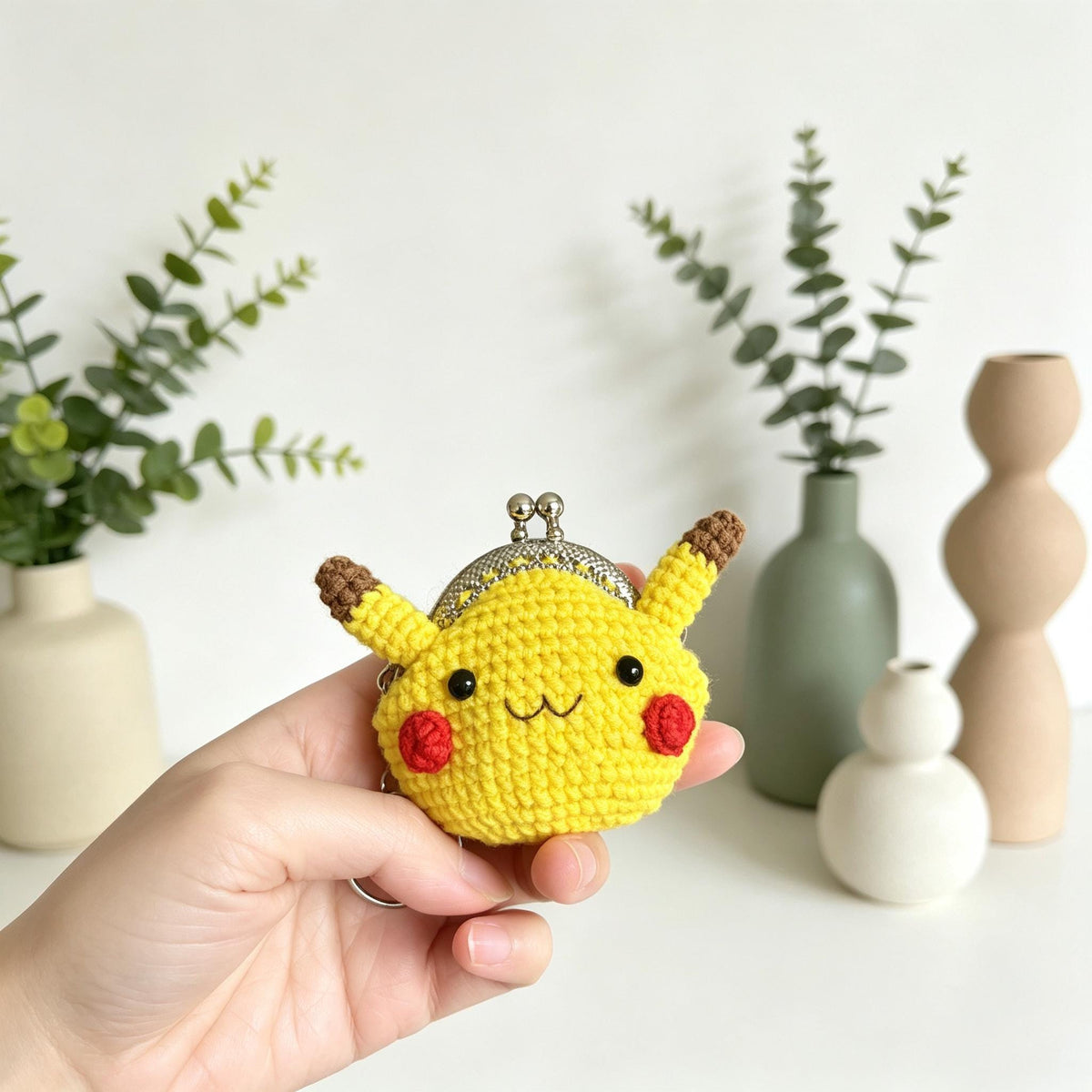 Crochet 5cm Coin Purse Handmade Mini Kiss Lock Plush Pouch Gift