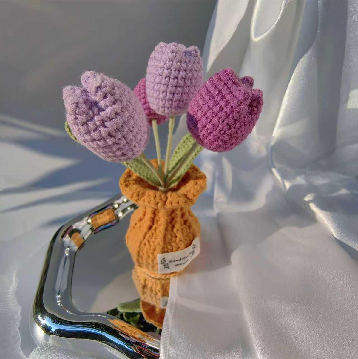 Handmade Crochet Tulip Bouquet | Amigurumi Flower Decor | Knitted Tulips|  Desk Ornament | Gift for Her