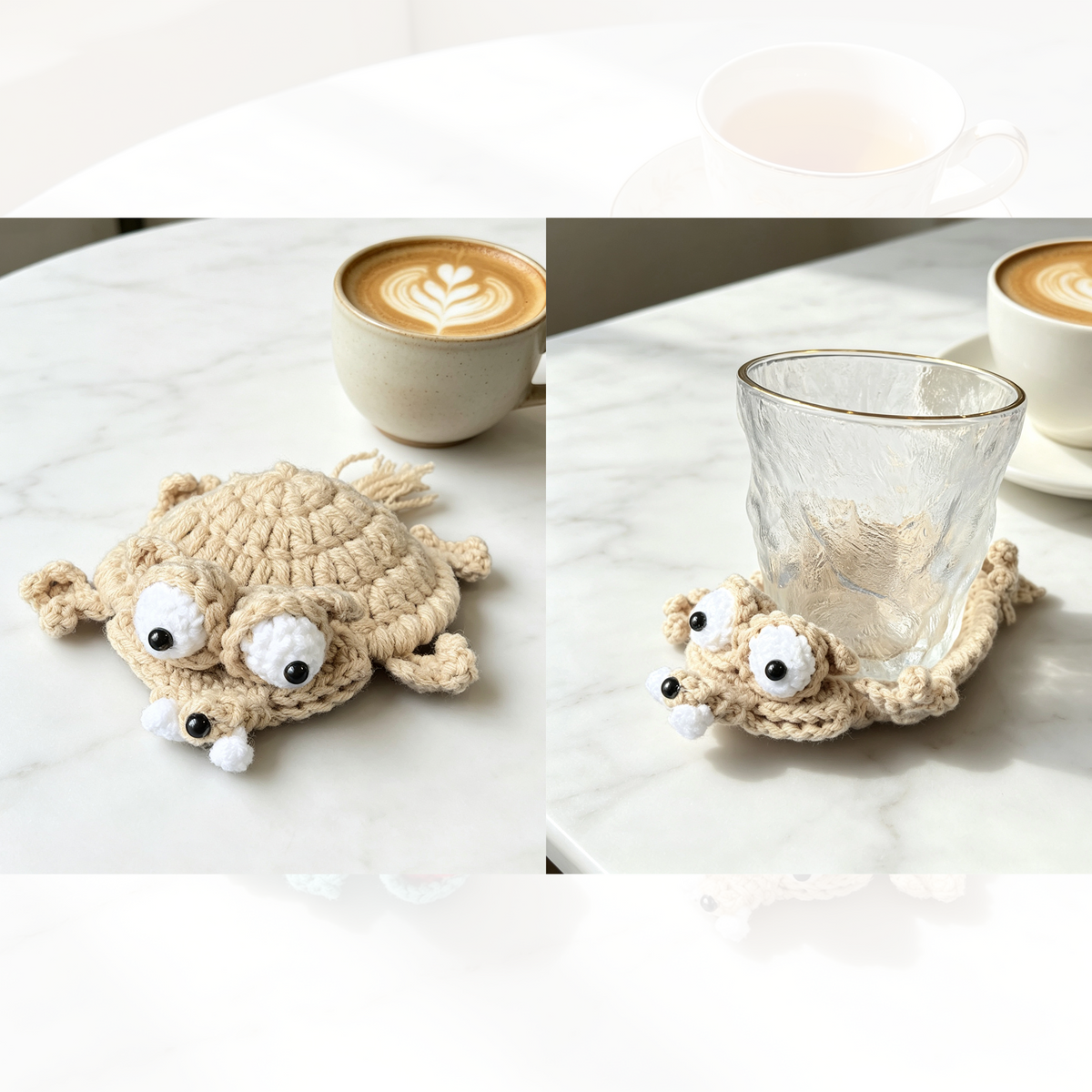 Handmade Crochet Peek-Up Mug Coaster – Cute Interactive Cup Mat